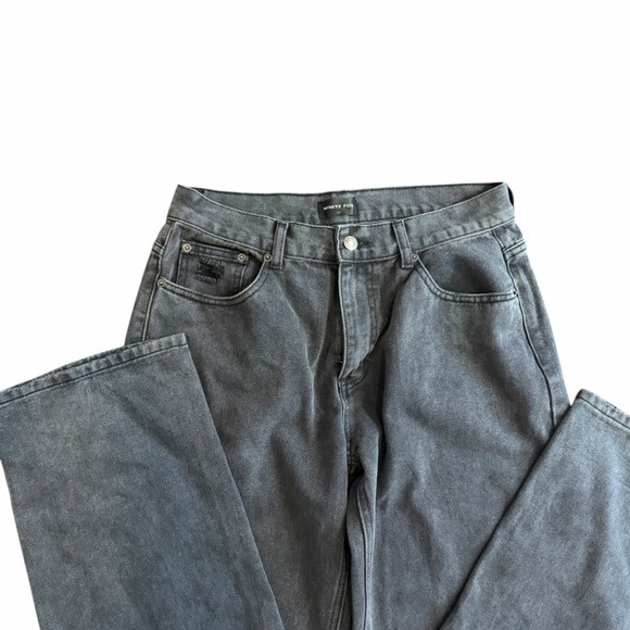 White Fox Bring The Style Low Rise Wide Leg Jeans Black Acid Wash - Picture 8 of 8